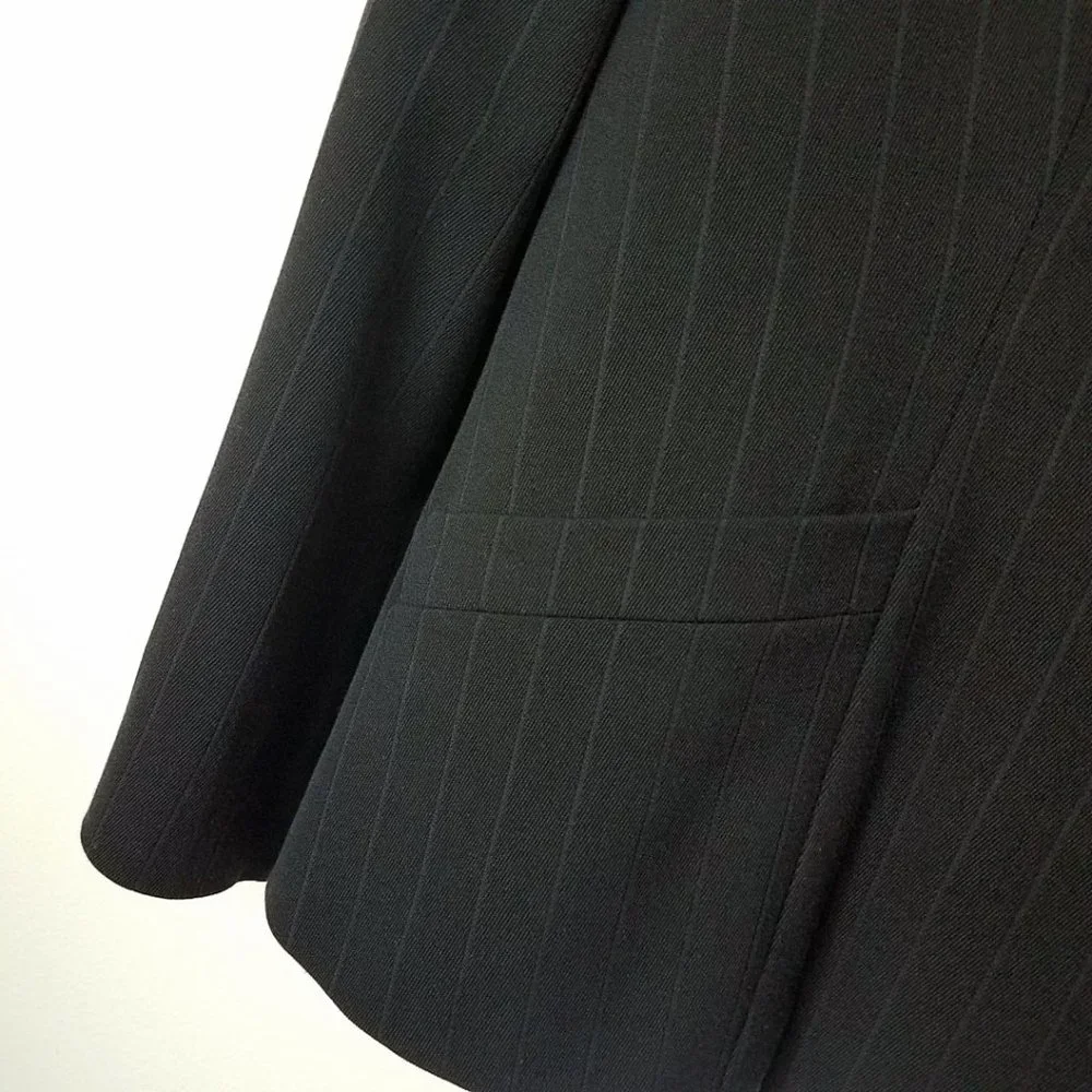 Giorgio Armani Size 14 Navy Blue Pin Lama Wool Blend Blazer Suit Coat Jacket - Picture 4 of 16